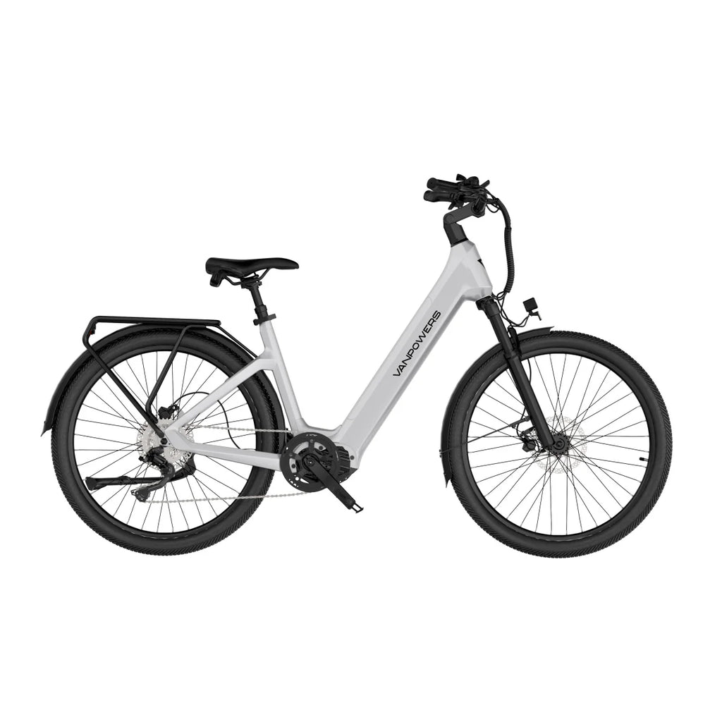 Vélo électrique Vanpowers Urbanglide Ultra S - Moteur 500W Batterie 48V14.4AH Autonomie 110KM Frein à disque hydraulique - Blanc perle