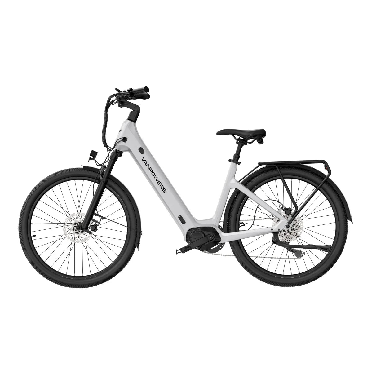 Vélo électrique Vanpowers Urbanglide Ultra L - Moteur 500W Batterie 48V14.4AH Autonomie 110KM Frein à disque hydraulique - Blanc perle
