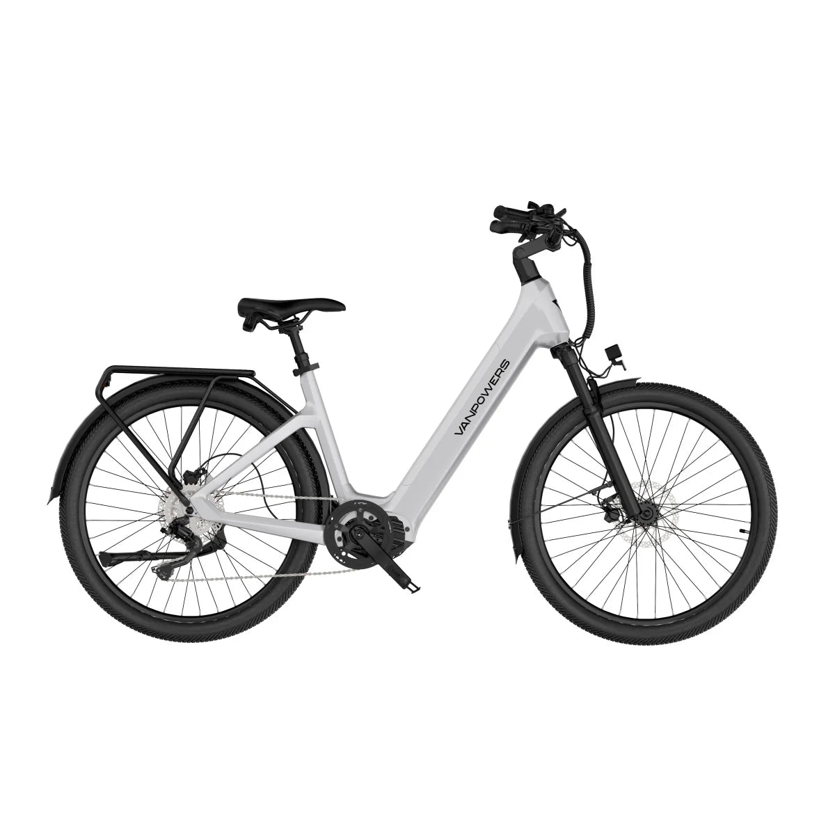 Vélo électrique Vanpowers Urbanglide Ultra L - Moteur 500W Batterie 48V14.4AH Autonomie 110KM Frein à disque hydraulique - Blanc perle