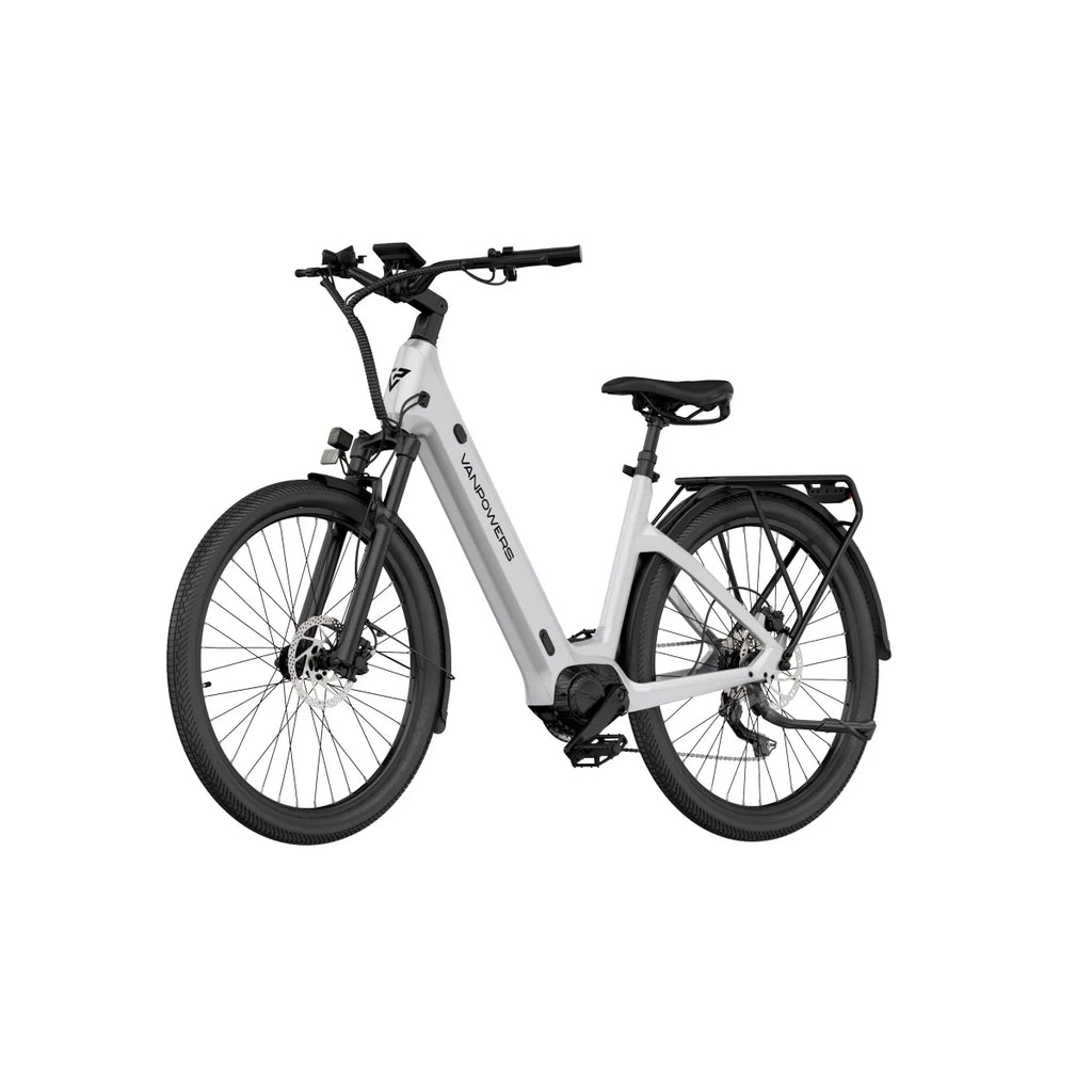 Vélo électrique Vanpowers Urbanglide Ultra L - Moteur 500W Batterie 48V14.4AH Autonomie 110KM Frein à disque hydraulique - Blanc perle