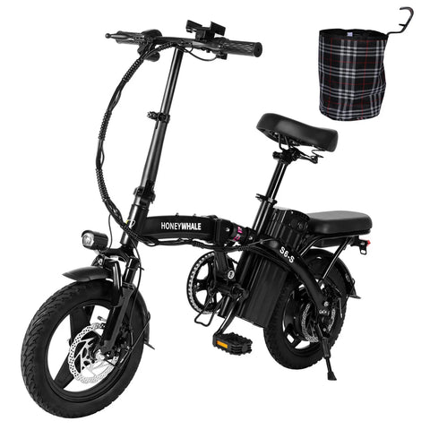 Honey Whale S6-S Elektrisches Fahrrad - 350W Motor 48V10.4AH Batterie 40KM Reichweite Scheibenbremse - Schwarz