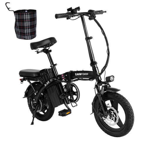 Honey Whale S6-S Elektrisches Fahrrad - 350W Motor 48V10.4AH Batterie 40KM Reichweite Scheibenbremse - Schwarz