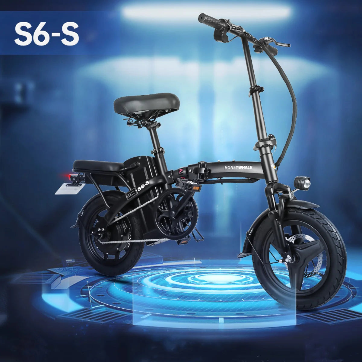 Vélo électrique Honey Whale S6-S - Moteur 350W Batterie 48V10.4AH Autonomie 40KM Frein à disque - Noir