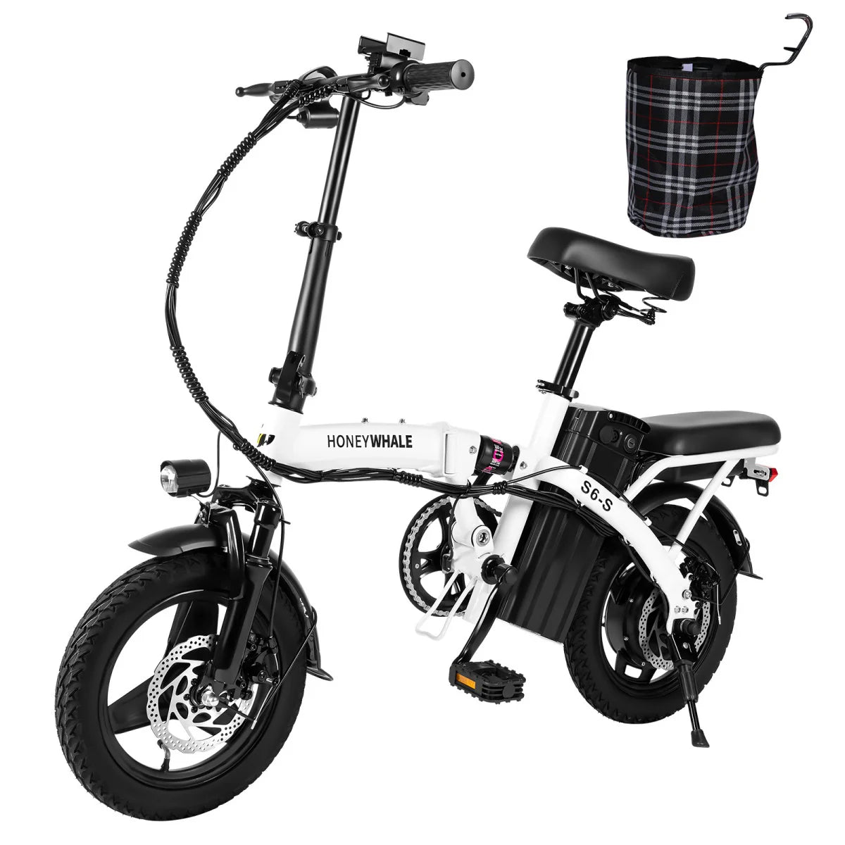 Vélo électrique Honey Whale S6-S - Moteur 350W Batterie 48V10.4AH Autonomie 40KM Frein à disque - Blanc