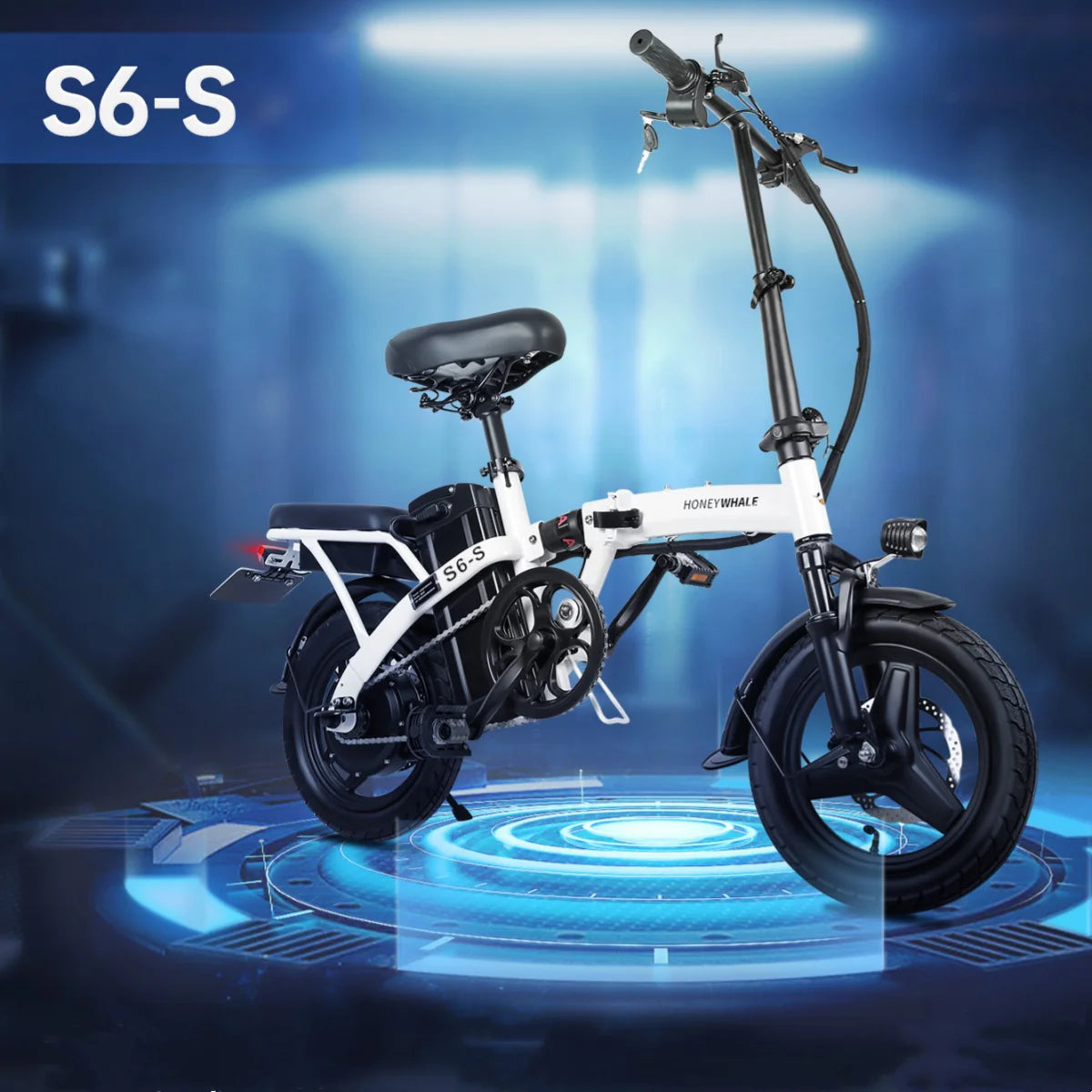Vélo électrique Honey Whale S6-S - Moteur 350W Batterie 48V10.4AH Autonomie 40KM Frein à disque - Blanc