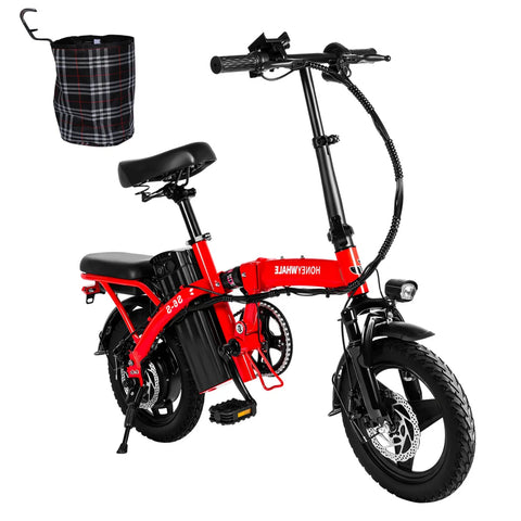 Honey Whale S6-S Elektrisches Fahrrad - 350W Motor 48V10.4AH Batterie 40KM Reichweite Scheibenbremse - Rot