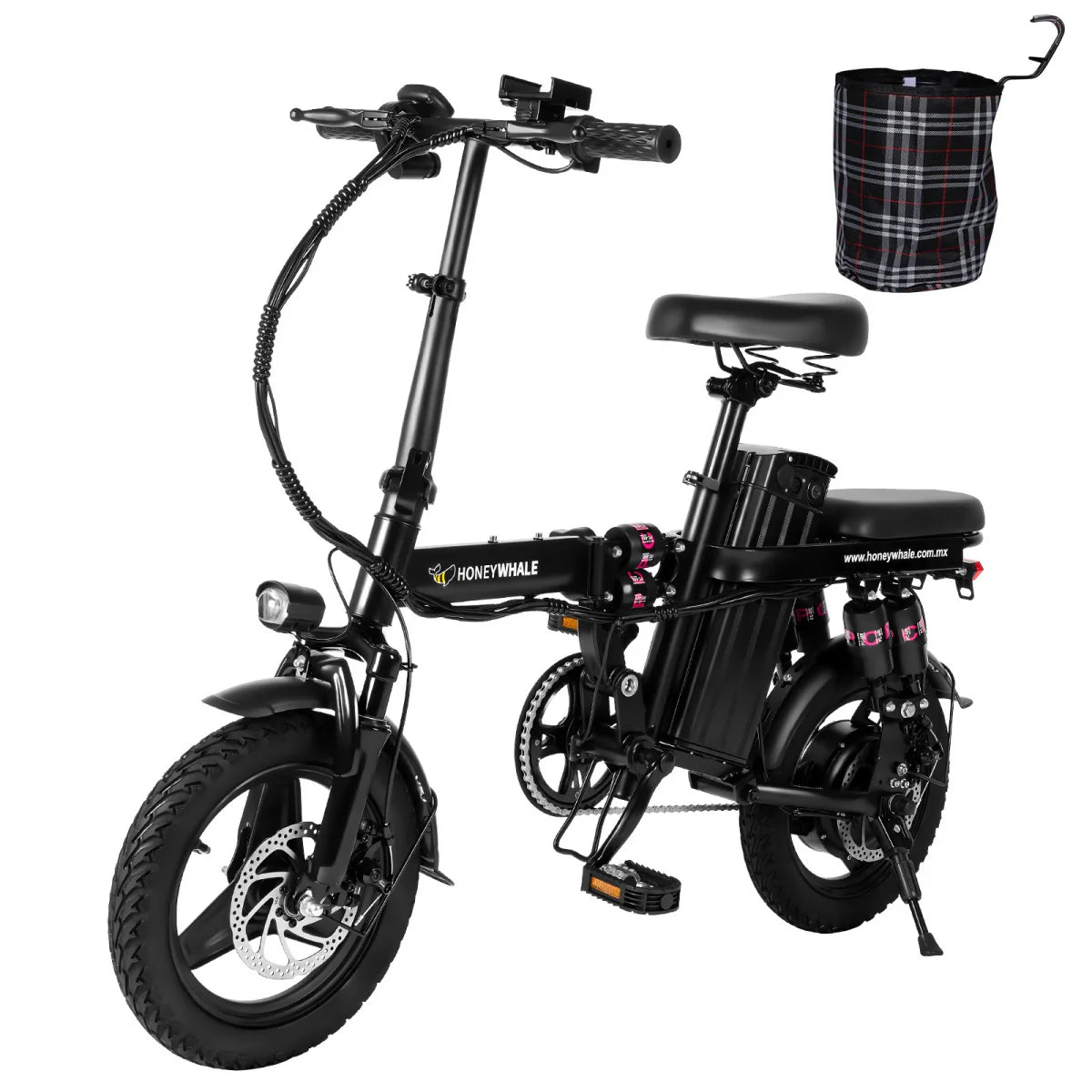 Honey Whale S6 Pro-S Elektrisches Fahrrad - 350W Motor 48V15AH Batterie 50KM Reichweite Scheibenbremse - Schwarz