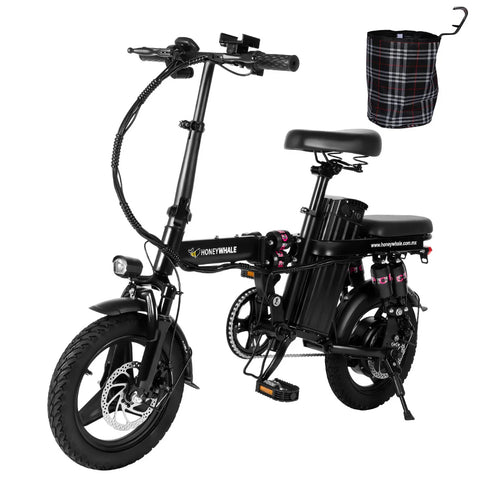 Honey Whale S6 Pro-S Elektrisches Fahrrad - 350W Motor 48V15AH Batterie 50KM Reichweite Scheibenbremse - Schwarz