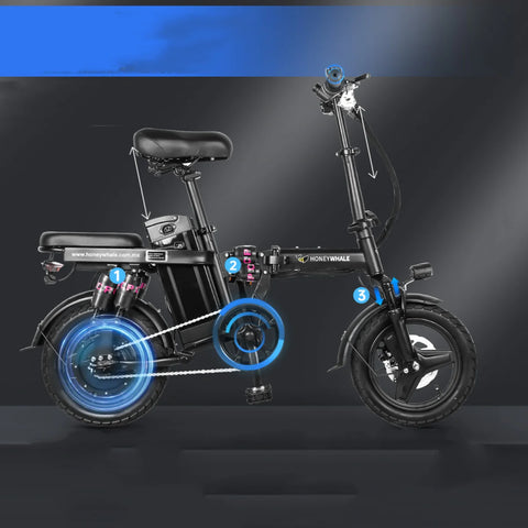 Honey Whale S6 Pro-S Elektrisches Fahrrad - 350W Motor 48V15AH Batterie 50KM Reichweite Scheibenbremse - Schwarz