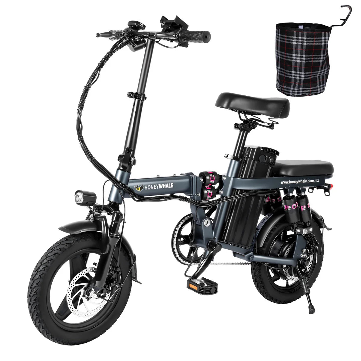 Honey Whale S6 Pro-S Elektrisches Fahrrad - 350W Motor 48V15AH Batterie 50KM Reichweite Scheibenbremse - Grau