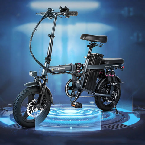 Honey Whale S6 Pro-S Elektrisches Fahrrad - 350W Motor 48V15AH Batterie 50KM Reichweite Scheibenbremse - Grau