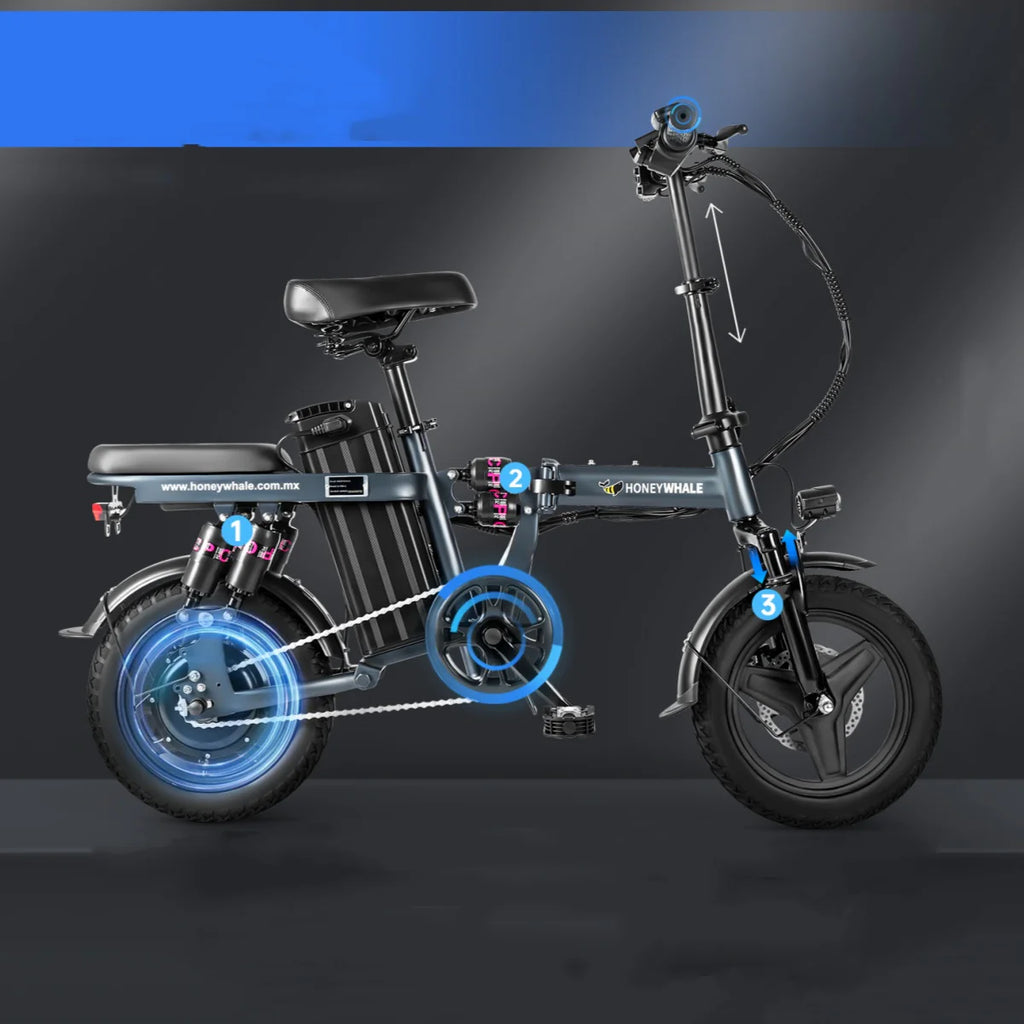 Vélo électrique Honey Whale S6 Pro-S - Moteur 350W Batterie 48V15AH Autonomie 50KM Frein à disque - Gris