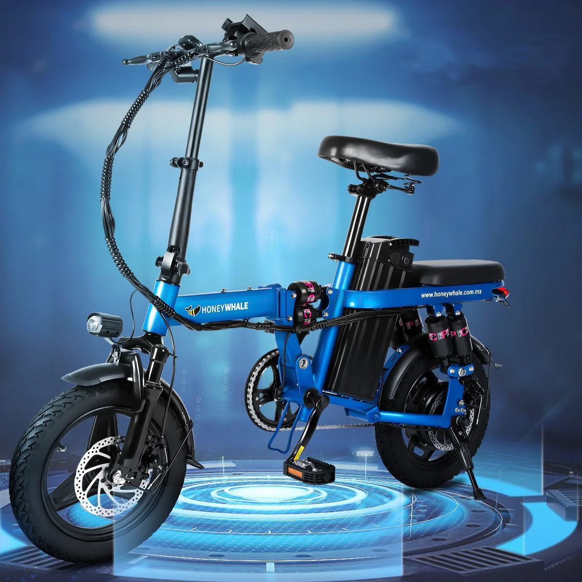 Honey Whale S6 Pro-S Elektrisches Fahrrad - 350W Motor 48V15AH Batterie 50KM Reichweite Scheibenbremse - Blau