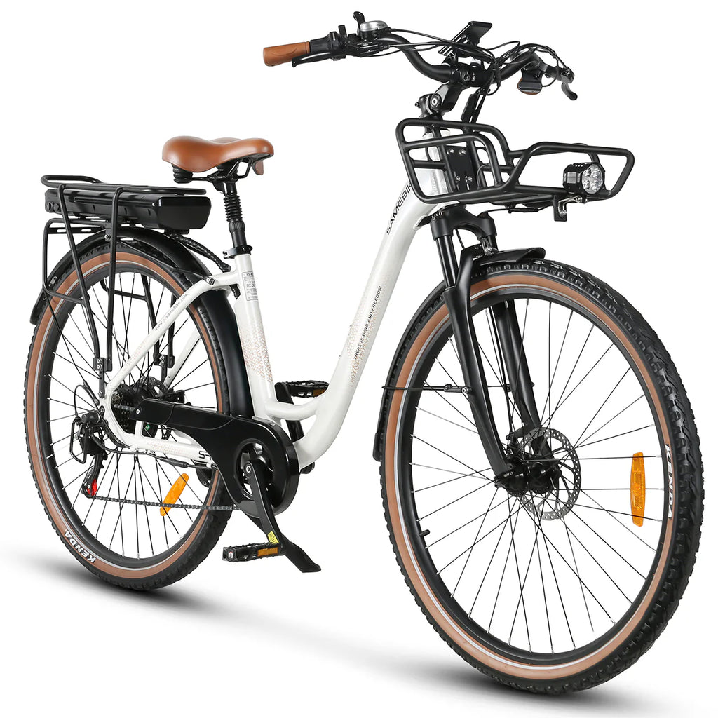 SAMEBIKE RS-A07 Vélo électrique – Puissance 500 W, Batterie 36 V, 13 Ah, Autonomie 40 km, Frein à disque mécanique – Blanc