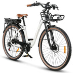 SAMEBIKE RS-A07 Vélo électrique – Puissance 500 W, Batterie 36 V, 13 Ah, Autonomie 40 km, Frein à disque mécanique – Blanc