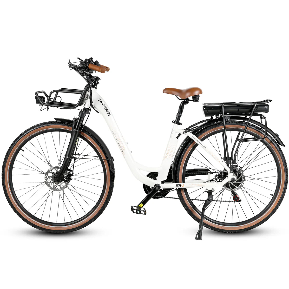 SAMEBIKE RS-A07 Vélo électrique – Puissance 500 W, Batterie 36 V, 13 Ah, Autonomie 40 km, Frein à disque mécanique – Blanc
