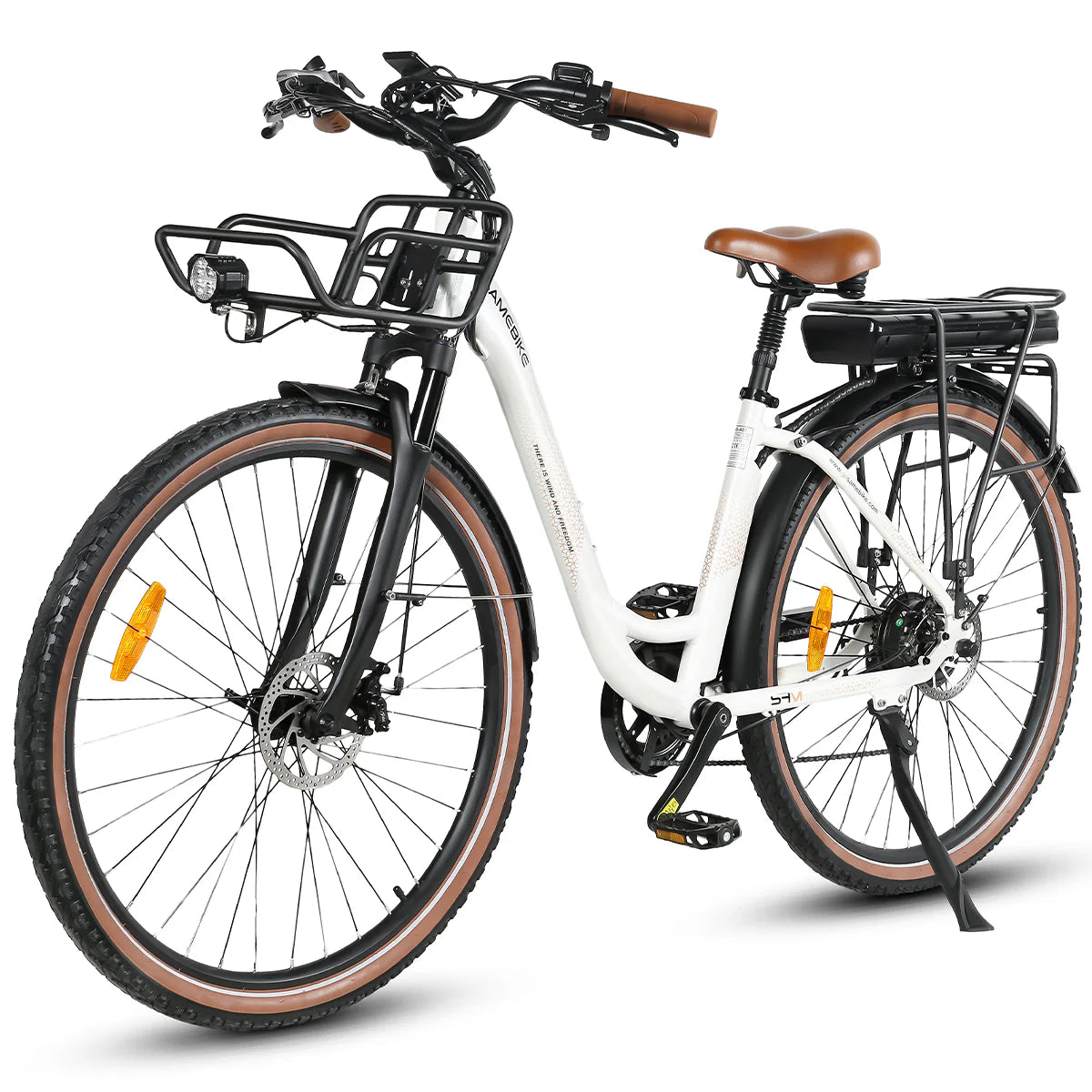 SAMEBIKE RS-A07 Vélo électrique – Puissance 500 W, Batterie 36 V, 13 Ah, Autonomie 40 km, Frein à disque mécanique – Blanc