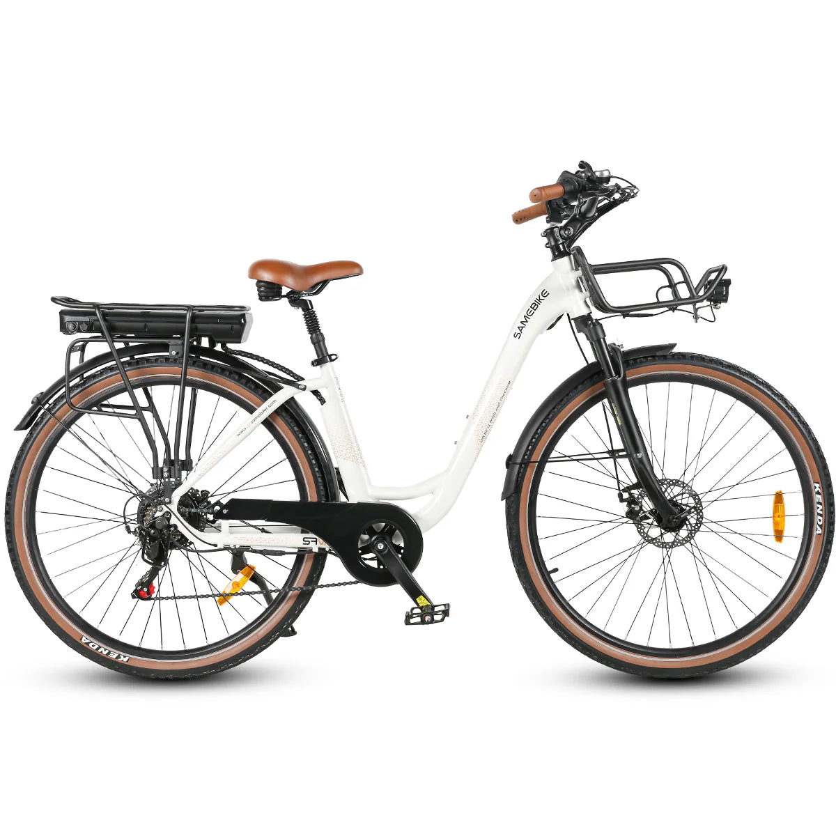 SAMEBIKE RS-A07 Vélo électrique – Puissance 500 W, Batterie 36 V, 13 Ah, Autonomie 40 km, Frein à disque mécanique – Blanc
