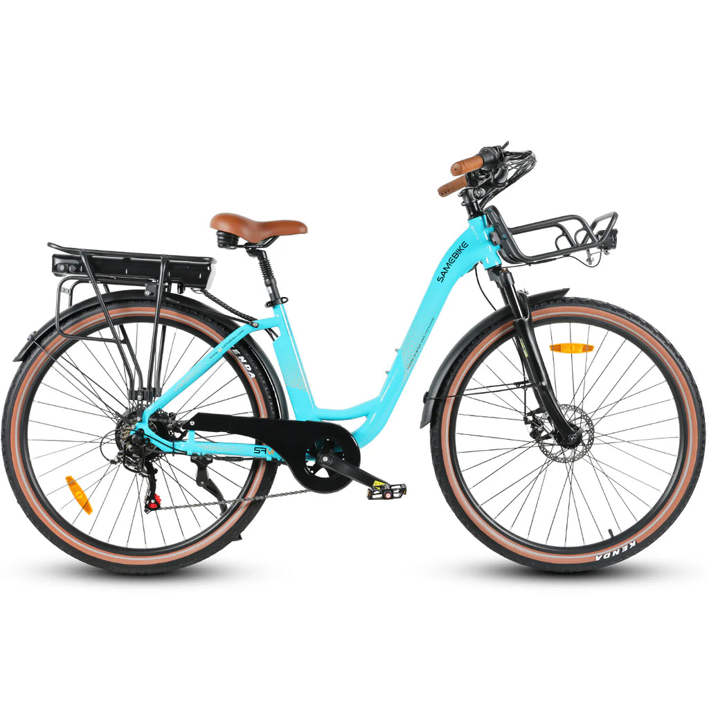 Vélo électrique SAMEBIKE RS-A07 – Puissance 500 W, batterie 36 V, 13 Ah, autonomie 40 km, frein à disque mécanique – Bleu