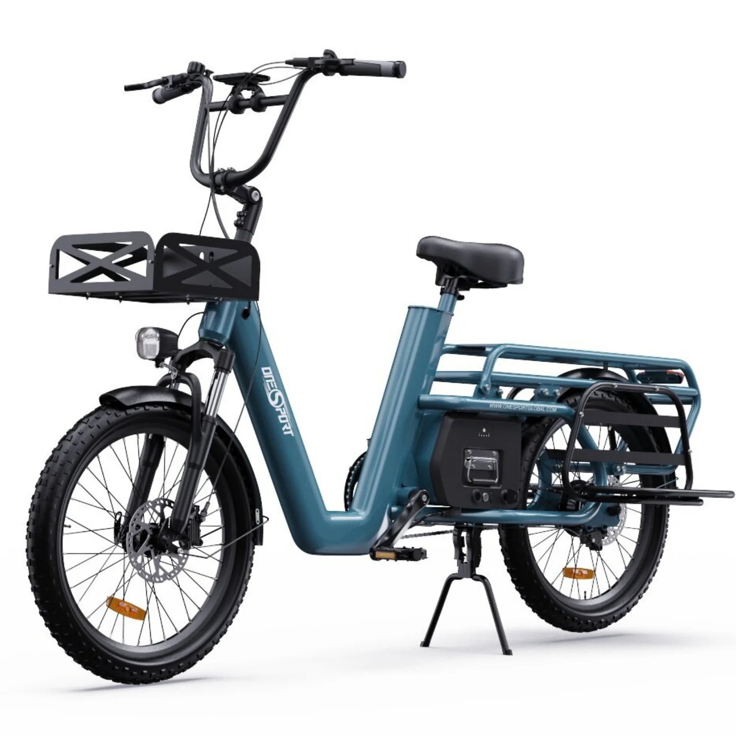 Vélo électrique ONESPORT OT01 - Moteur 650W Batterie 48V27AH Pneus 20 pouces Freins à disque hydrauliques - Bleu