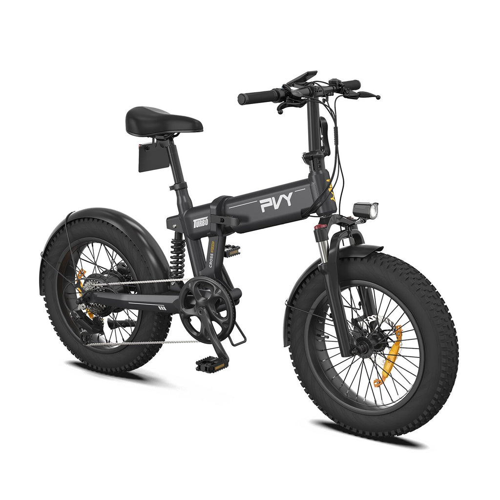 PVY Turbo Electric Bike - 250W Motor 48V13AH Battery 20 Inch Tires Foldable - Gray