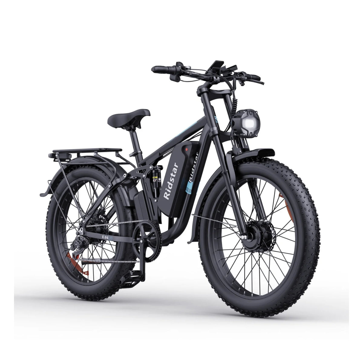 Ridstar E26 Pro Electric Bike - 500W*2 Dual Motors 48V23Ah Battery 26" Tires Hydraulic Oil Disc Brakes - Black