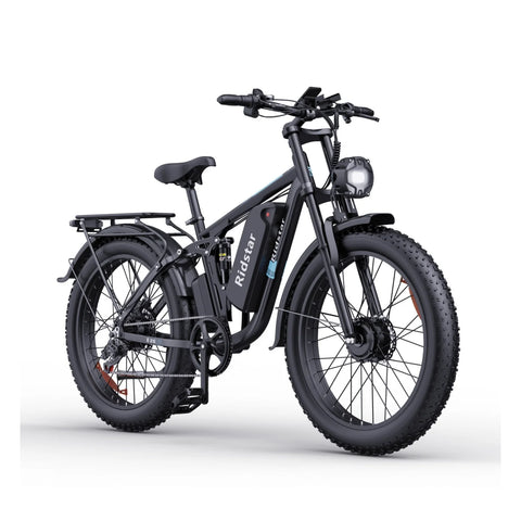 Ridstar E26 Pro Electric Bike - 500W*2 Dual Motors 48V23Ah Battery 26" Tires Hydraulic Oil Disc Brakes - Black