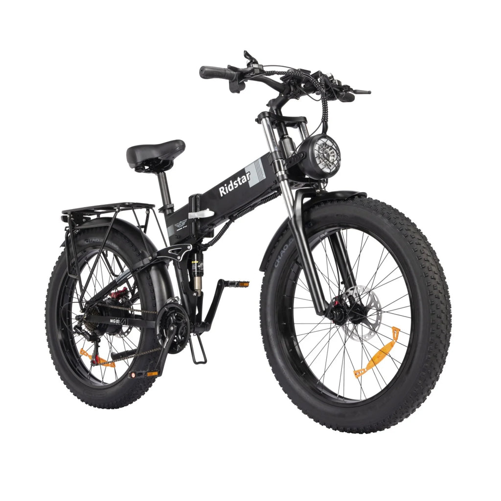 Ridstar H26 Pro Electric Bicycle - 1000W Motor 48V23Ah Battery 26" Tires Hydraulic Oil Disc Brakes - Black