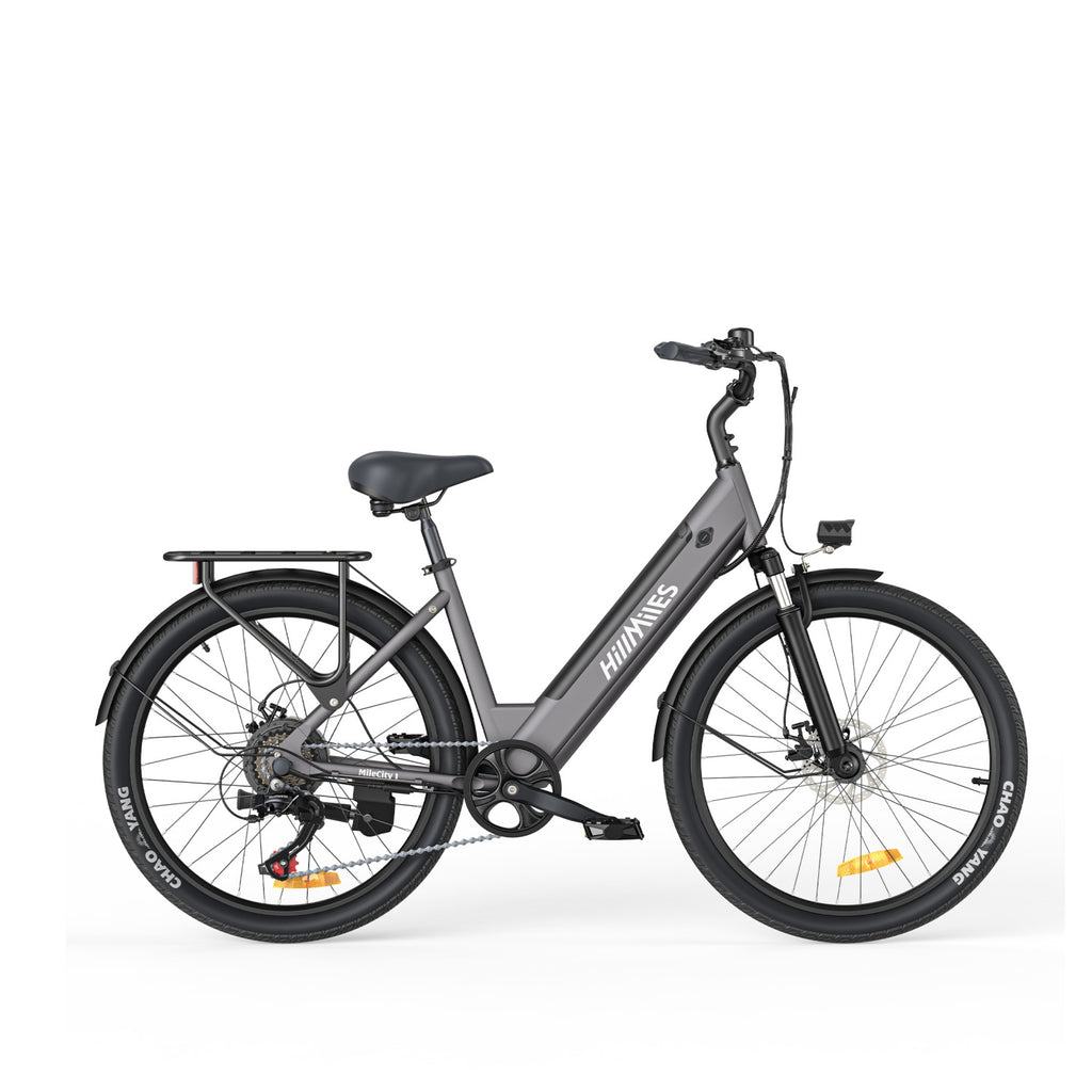 HillMilES MileCity 1 E-Bike - 250W Motor 36V13Ah Battery 26 Inch Tires Mechanical Disc Brakes - Gray