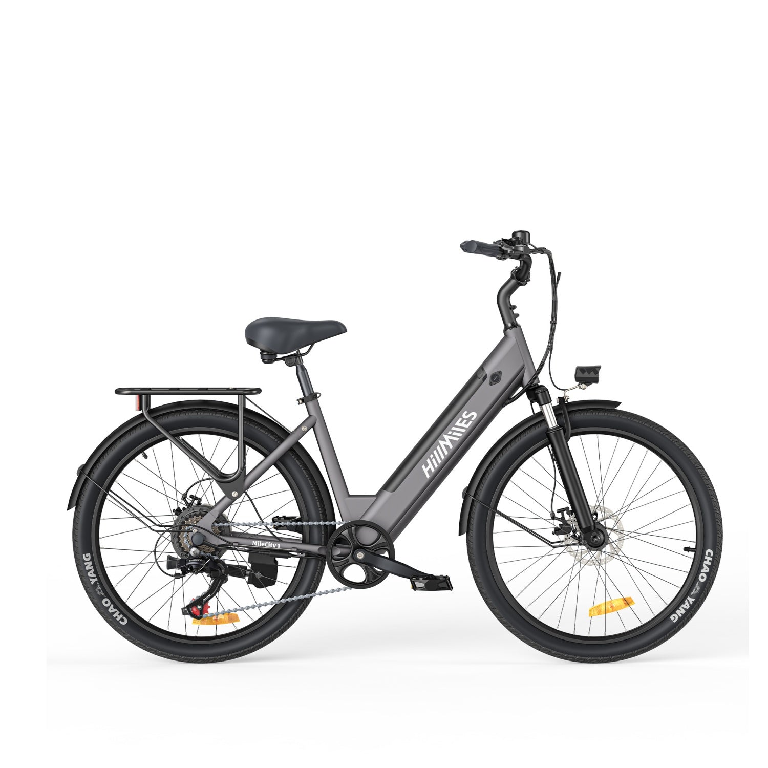 HillMilES MileCity 1 E-Bike - 250W Motor 36V13Ah Battery 26 Inch Tires Mechanical Disc Brakes - Gray