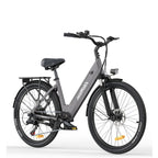 HillMilES MileCity 1 E-Bike - 250W Motor 36V13Ah Battery 26 Inch Tires Mechanical Disc Brakes - Gray