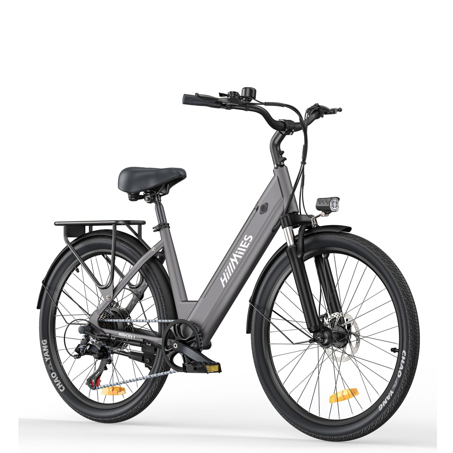 HillMilES MileCity 1 E-Bike - 250W Motor 36V13Ah Battery 26 Inch Tires Mechanical Disc Brakes - Gray