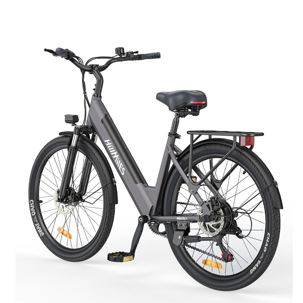 HillMilES MileCity 1 E-Bike - 250W Motor 36V13Ah Battery 26 Inch Tires Mechanical Disc Brakes - Gray