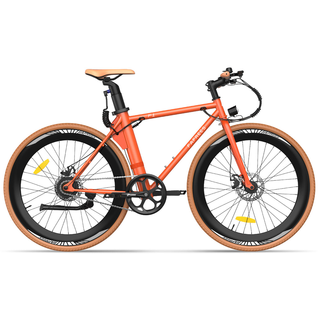 Electric Bicycle FAFREES F1 10AH - 250W Motor 36V10AH Battery 27.5 Inch Tires Mechanical Disc Brakes - Orange