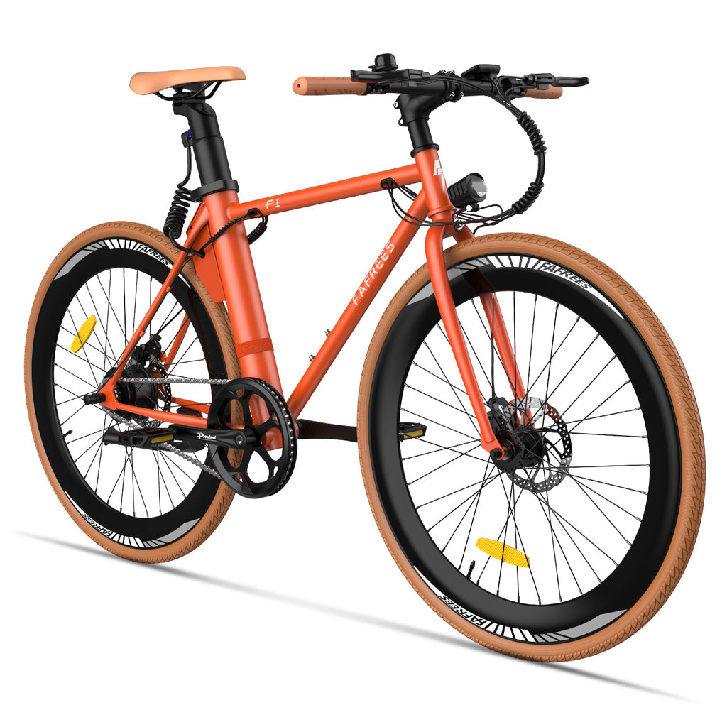 Electric Bicycle FAFREES F1 10AH - 250W Motor 36V10AH Battery 27.5 Inch Tires Mechanical Disc Brakes - Orange