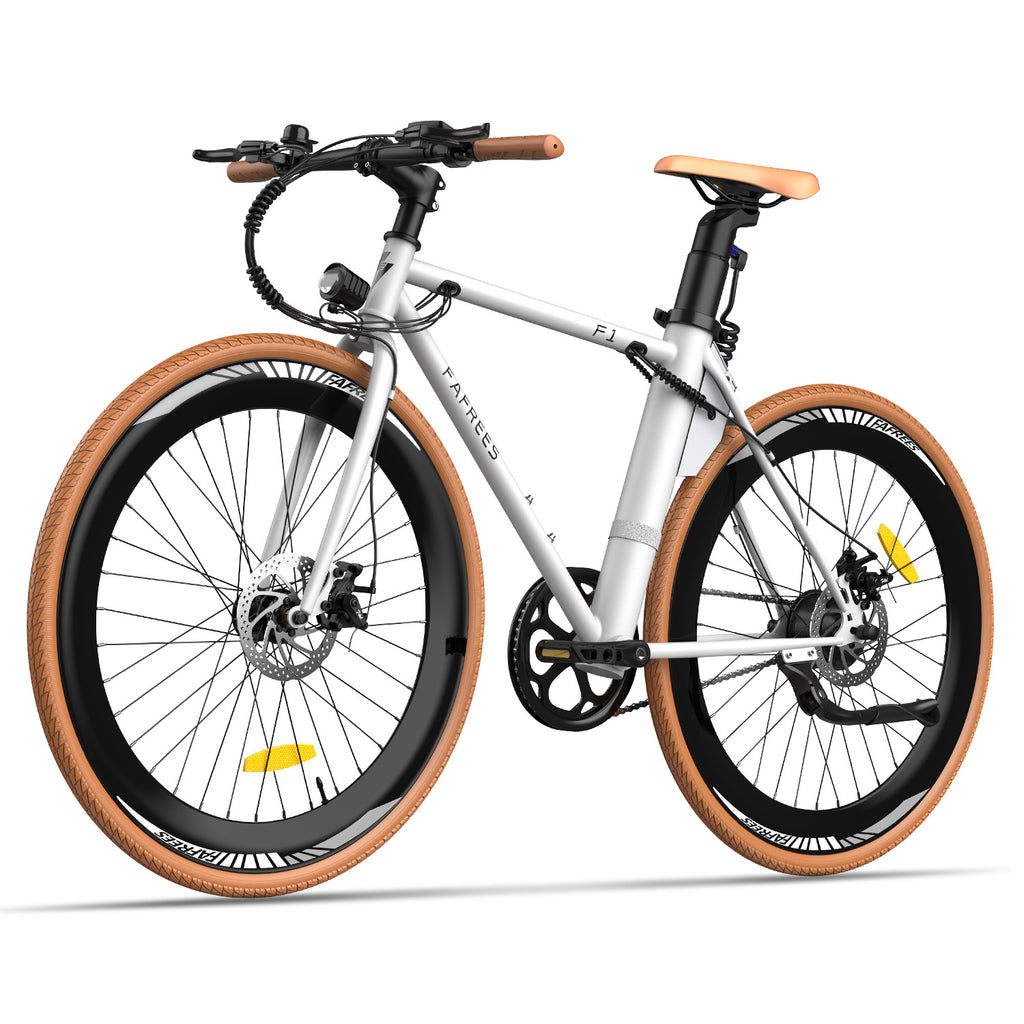 FAFREES F1 Electric Bicycles 10AH - 250W Motor 36V10AH Battery 27.5 Inch Tires Mechanical Disc Brakes - White