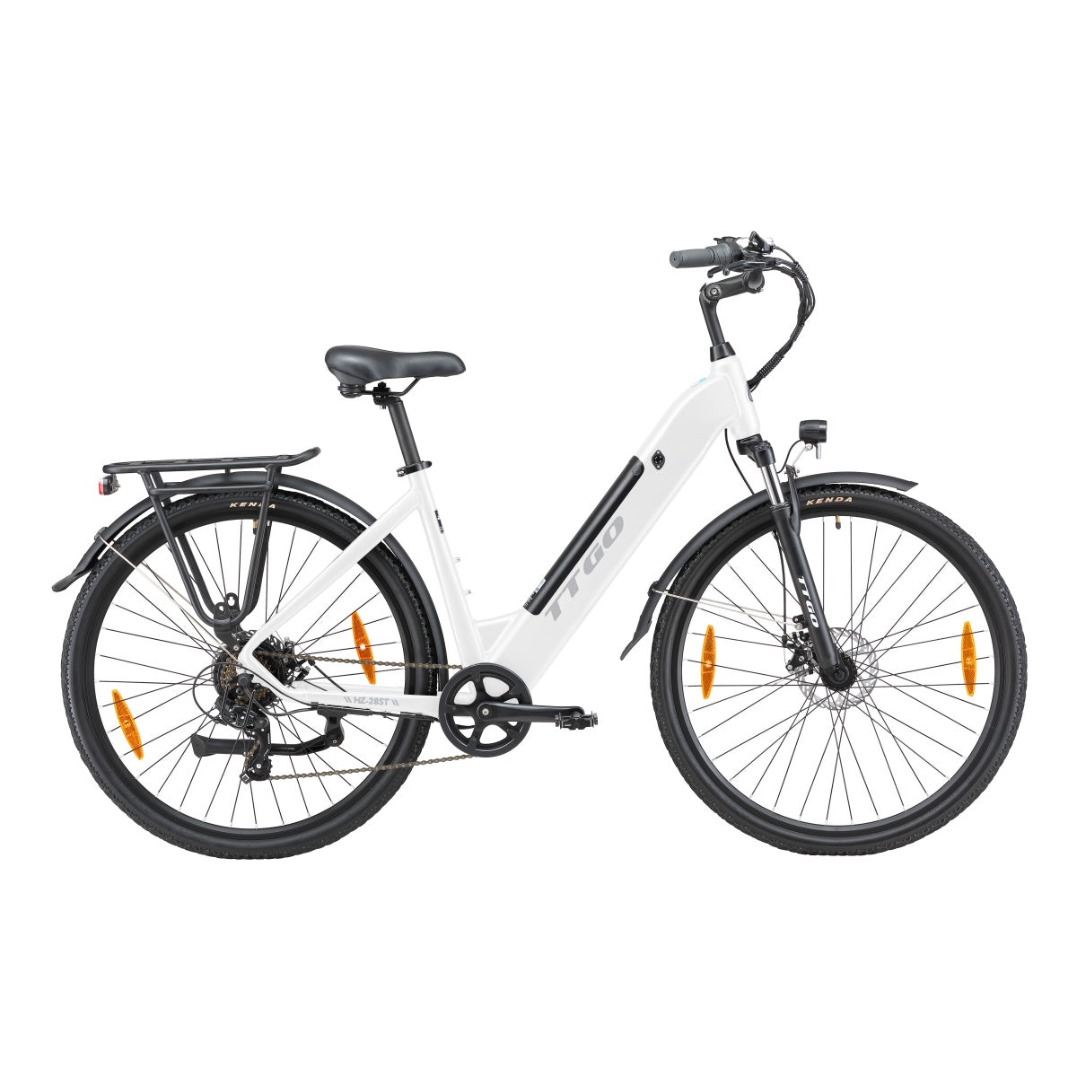 TTGO HZ-28ST Elektrisches Fahrrad - 250W Motor 36V20AH Akku 28 Zoll Reifen Mechanische Scheibenbremsen - Weiß