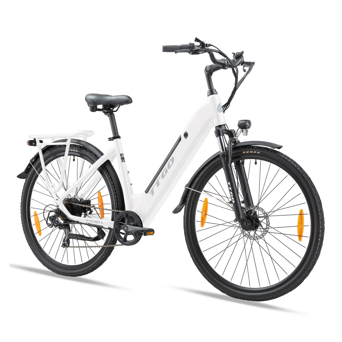 TTGO HZ-28ST Vélo électrique - Moteur 250W Batterie 36V20AH Pneus 28 pouces Freins à disque mécaniques - Blanc