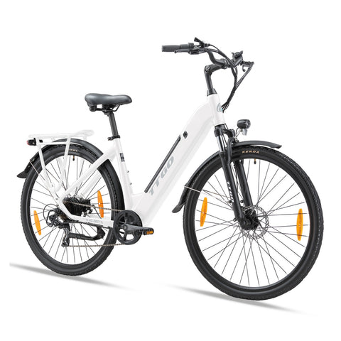 TTGO HZ-28ST Elektrisches Fahrrad - 250W Motor 36V20AH Akku 28 Zoll Reifen Mechanische Scheibenbremsen - Weiß