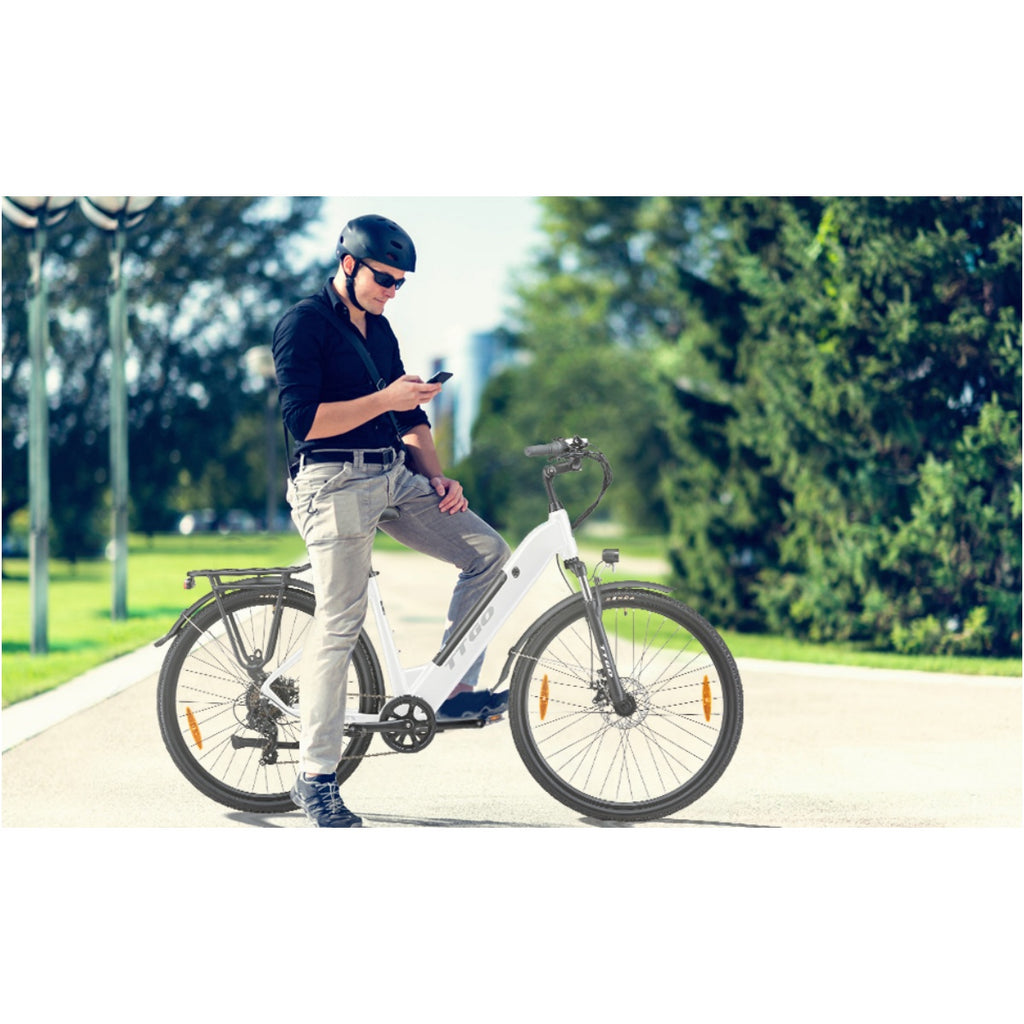 TTGO HZ-28ST Vélo électrique - Moteur 250W Batterie 36V20AH Pneus 28 pouces Freins à disque mécaniques - Blanc