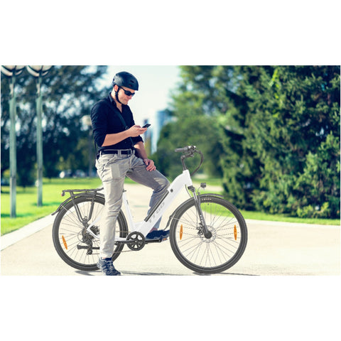 TTGO HZ-28ST Elektrisches Fahrrad - 250W Motor 36V20AH Akku 28 Zoll Reifen Mechanische Scheibenbremsen - Weiß