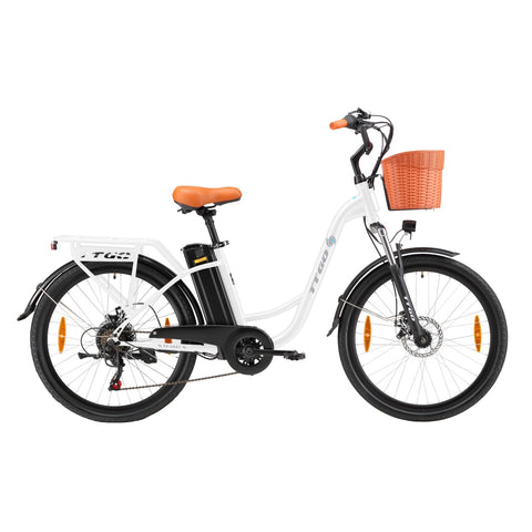TTGO YY-26ST Elektrisches Fahrrad - 250W Motor 36V14.5AH Akku 26 Zoll Reifen Mechanische Scheibenbremsen - Weiß