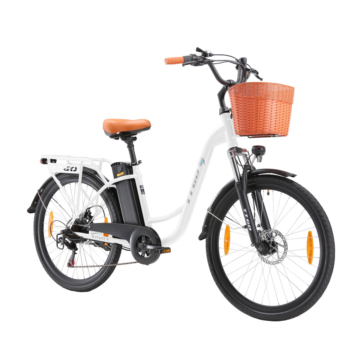 Vélo électrique TTGO YY-26ST - Moteur 250W Batterie 36V14.5AH Pneus 26 pouces Freins à disque mécaniques - Blanc