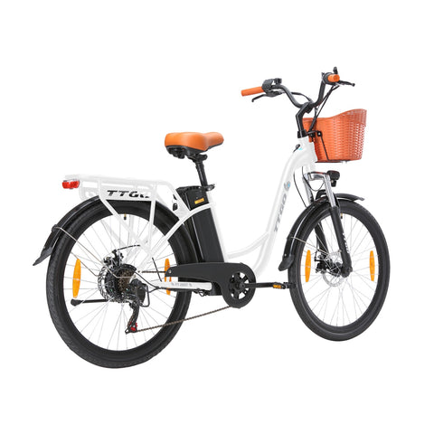 TTGO YY-26ST Elektrisches Fahrrad - 250W Motor 36V14.5AH Akku 26 Zoll Reifen Mechanische Scheibenbremsen - Weiß