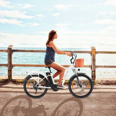 TTGO YY-26ST Elektrisches Fahrrad - 250W Motor 36V14.5AH Akku 26 Zoll Reifen Mechanische Scheibenbremsen - Weiß