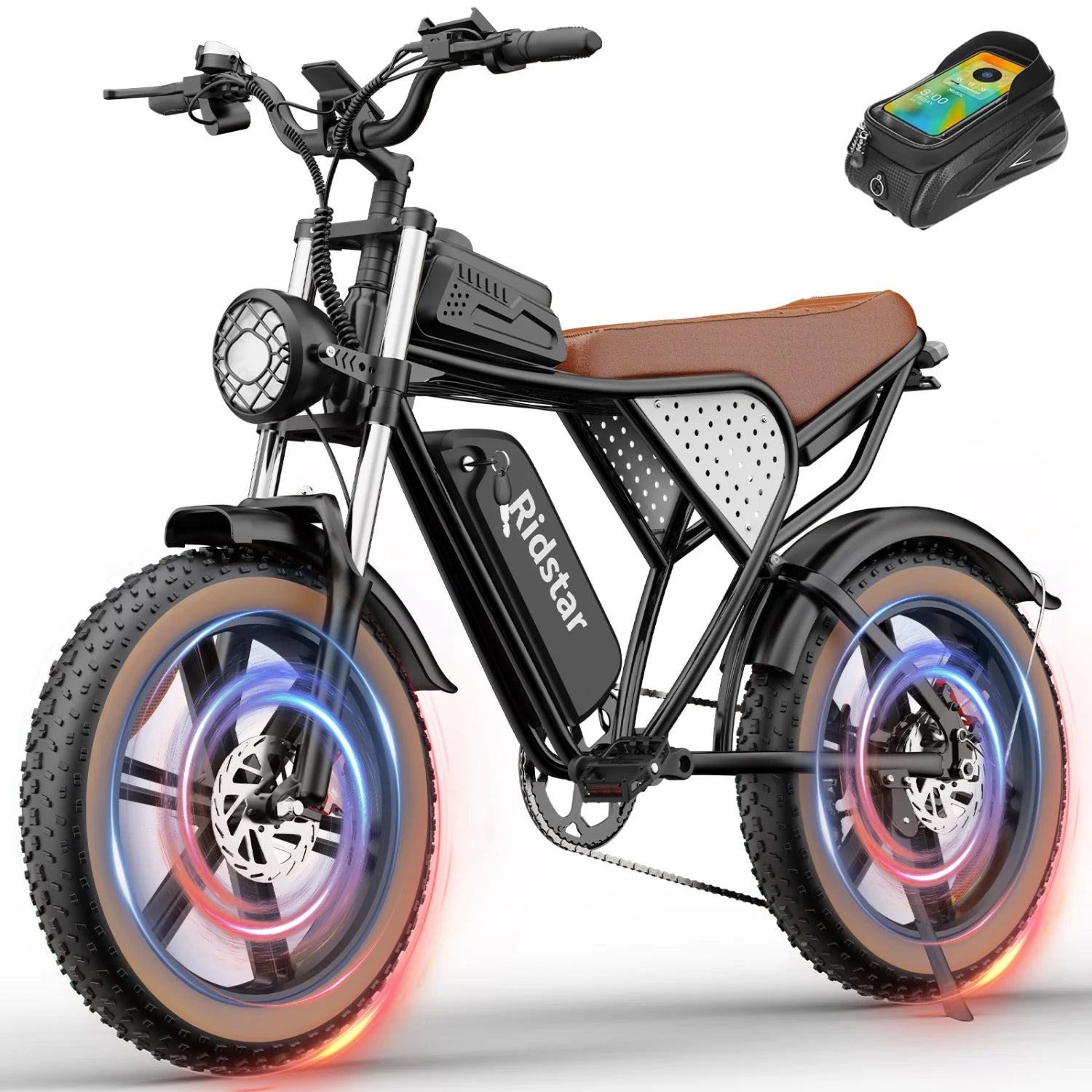 Ridstar Q20 IT E-Bike - Moteur 750W Batterie 48V20AH Pneus 20 pouces Freins à disque hydrauliques - Noir Marron