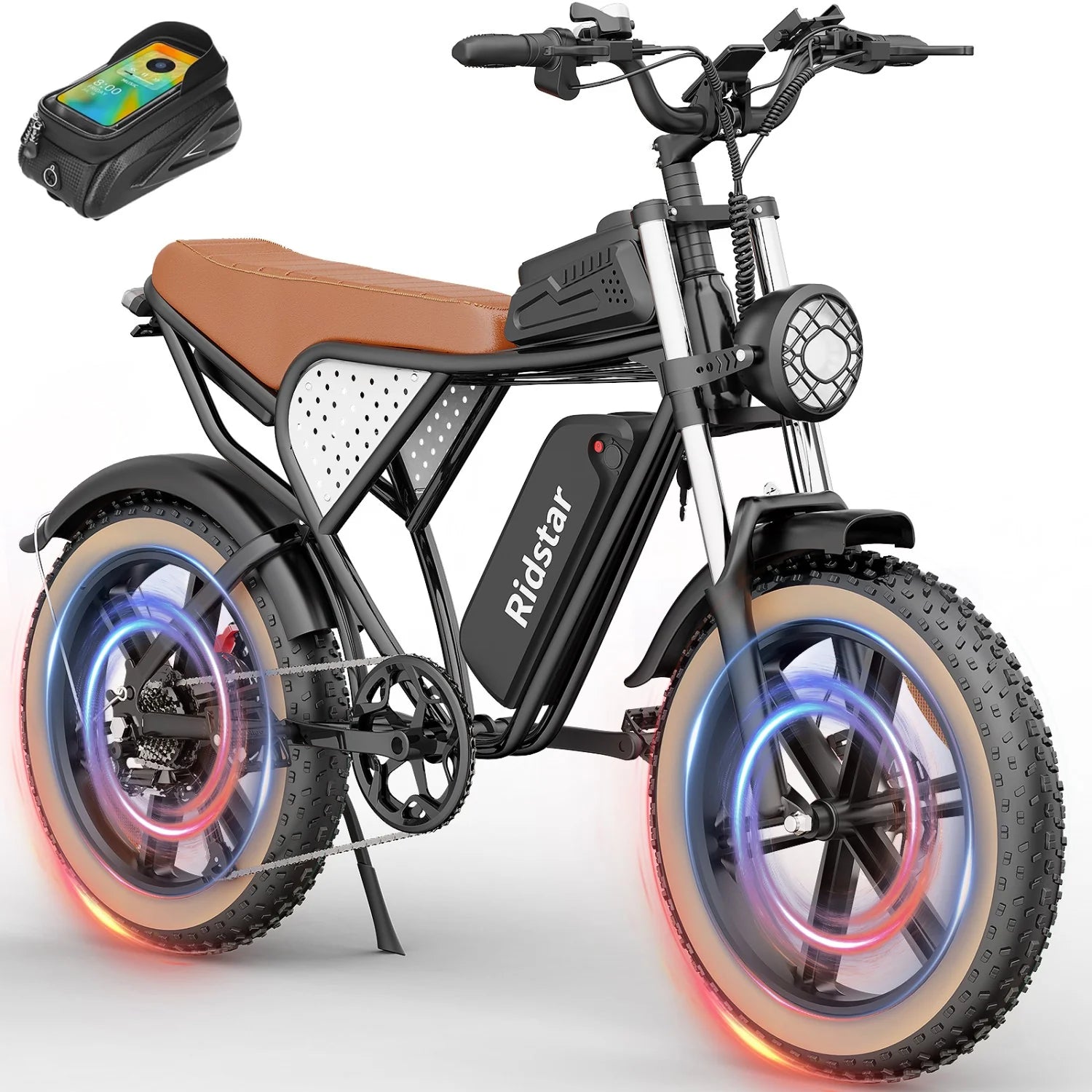 Ridstar Q20 IT E-Bike - Moteur 750W Batterie 48V20AH Pneus 20 pouces Freins à disque hydrauliques - Noir Marron