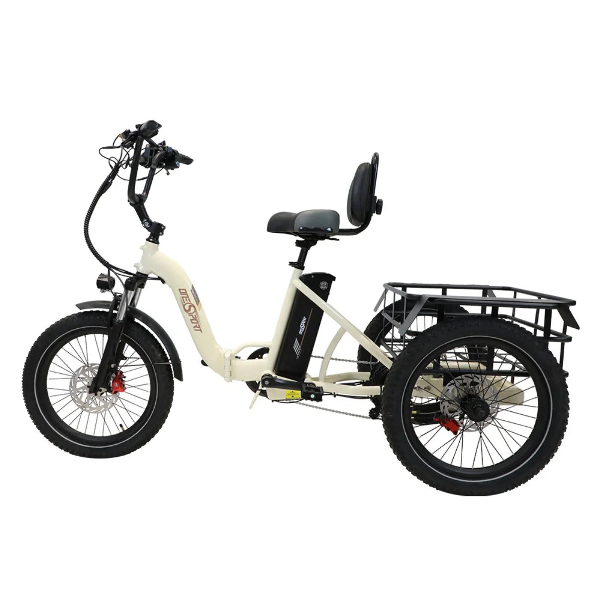 ONESPORT OT30 Dreirädriges Elektrofahrrad - 500W Motor 48V13AH Batterie 20 Zoll Reifen Hydraulikbremse - Weiß