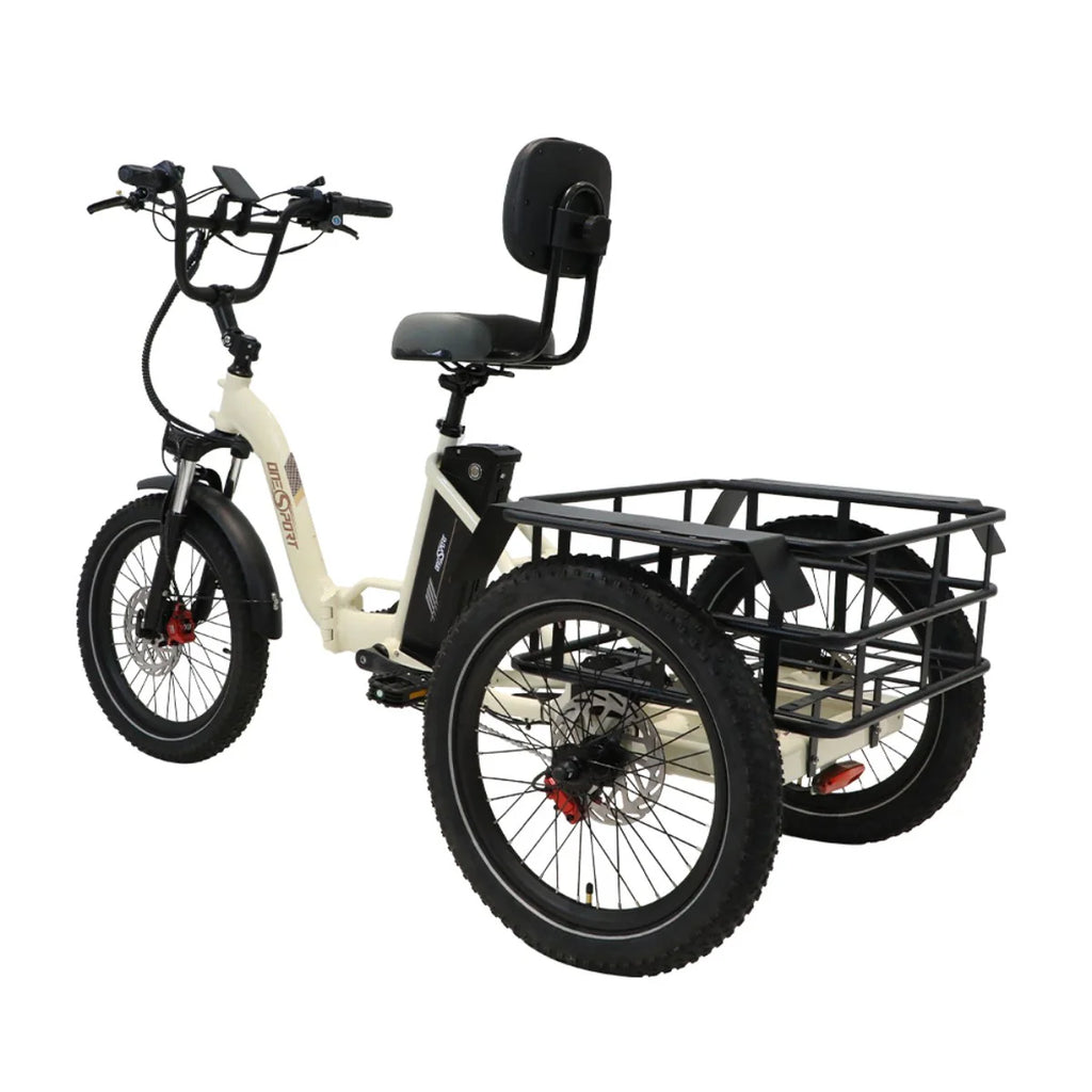 ONESPORT OT30 Three-Wheeled Electric Bicycle - 500W Motor 48V13AH Battery 20 Inch Tires Hydraulic Brake - White
