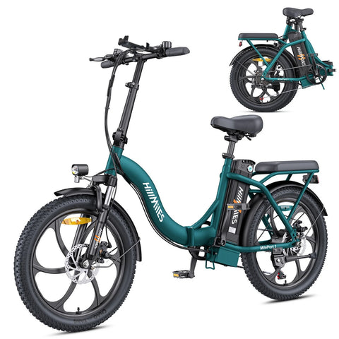 HillMiles MilePort 1 E-Bike – 250W Motor 36V13Ah Akku 20 Zoll Reifen Mechanische Scheibenbremse - Grün